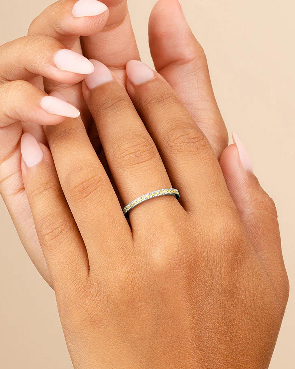 Sterling Silver 2.5mm Thin Canary CZ Band Ring