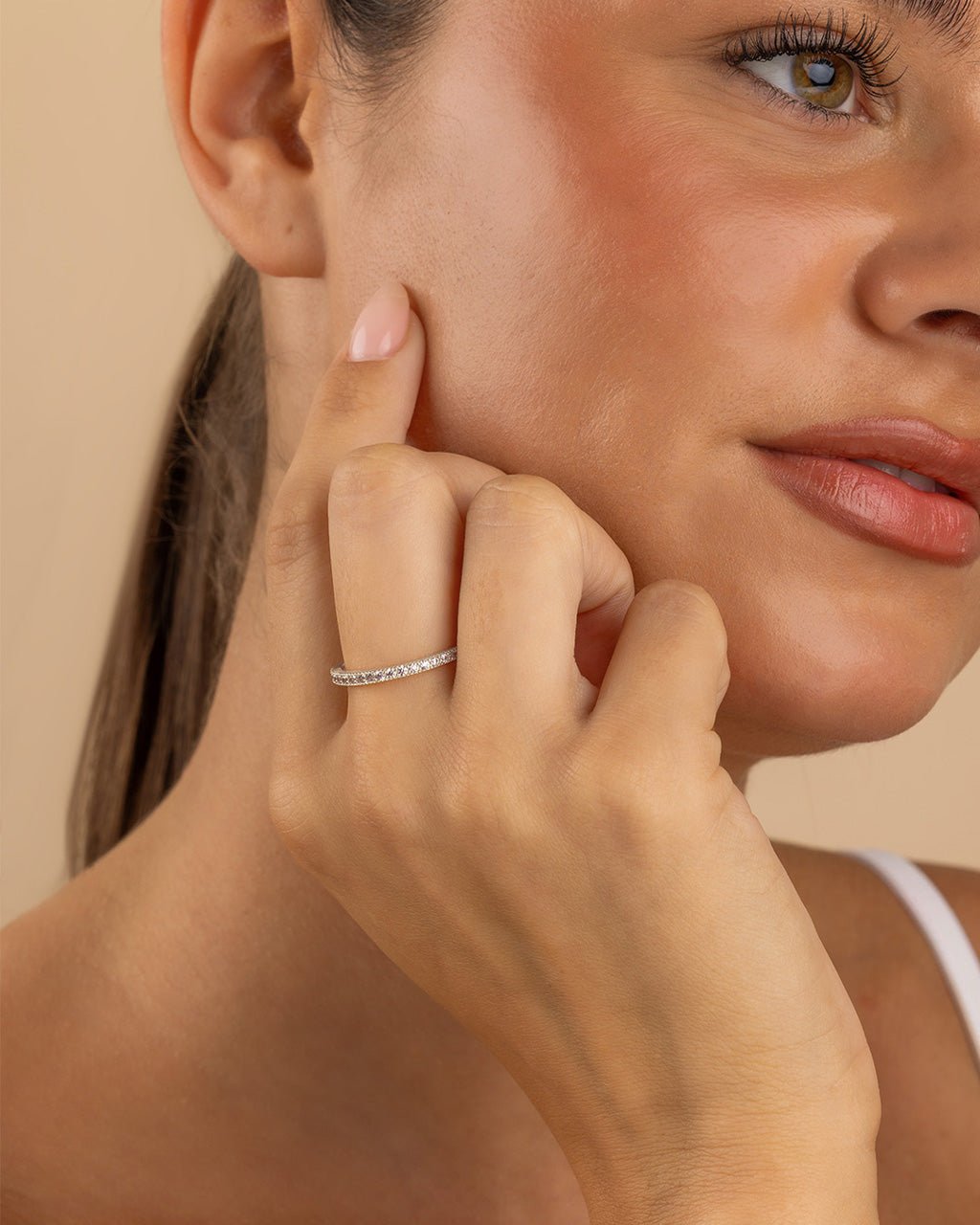 Sterling Silver 2.5mm Thin Amethyst CZ Band Ring