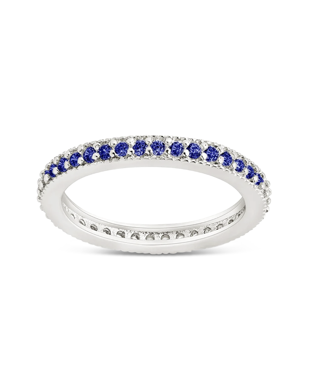 Sterling Silver 2.5mm Thin Sapphire CZ Band Ring