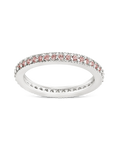Sterling Silver 2.5mm Thin Pink CZ Band Ring