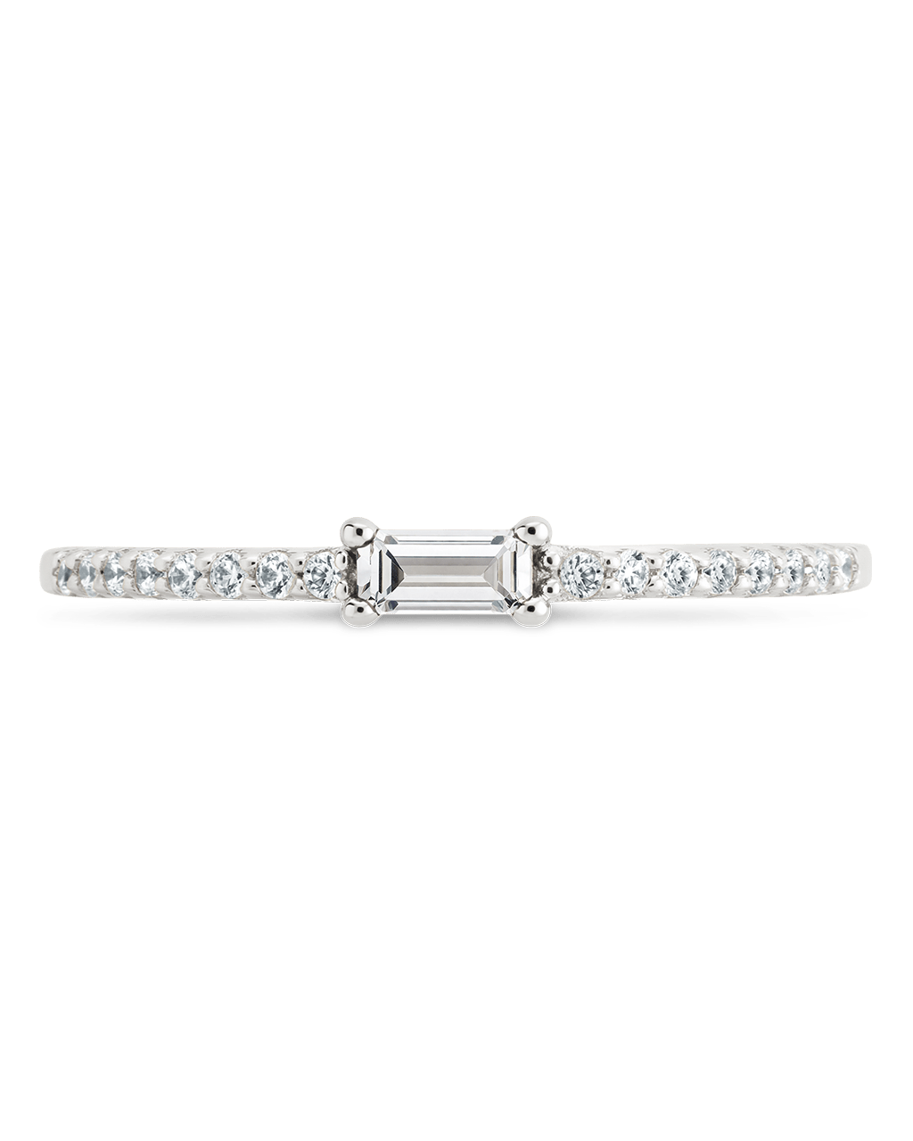 Sterling Silver Thin Clear CZ Stacking Birthstone Ring