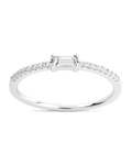 Sterling Silver Thin Clear CZ Stacking Birthstone Ring