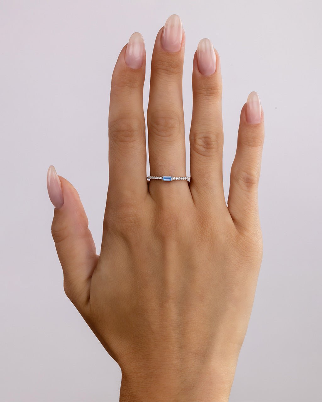 Sterling Silver Thin Tanzanite CZ Stacking Birthstone Ring