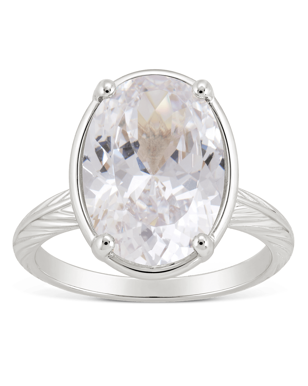 Sterling Silver Oval Cut CZ Cocktail Ring
