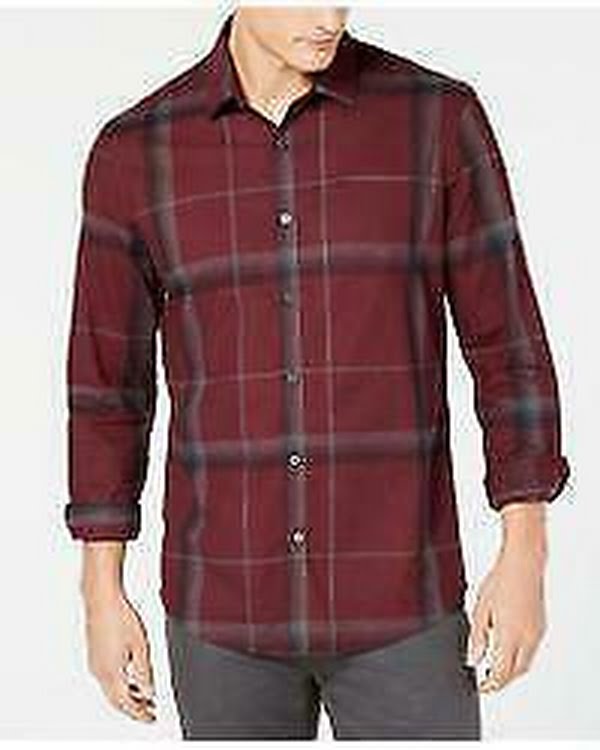 Alfani Mens Regular Fit Lewis Plaid Shirt