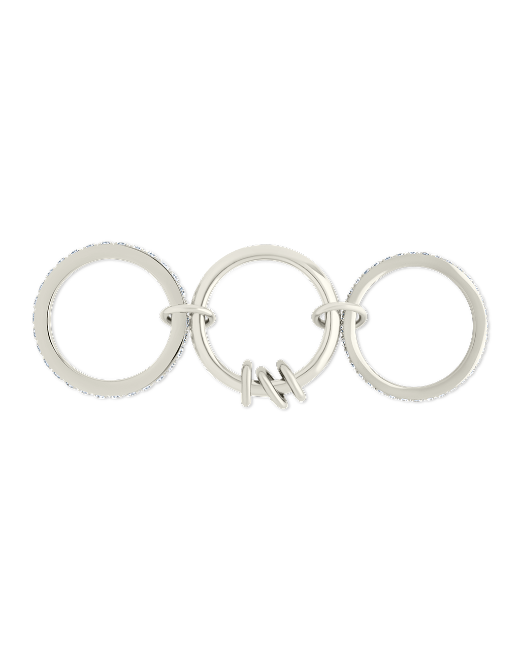 Sterling Silver Birgitta CZ Link Stacking Ring