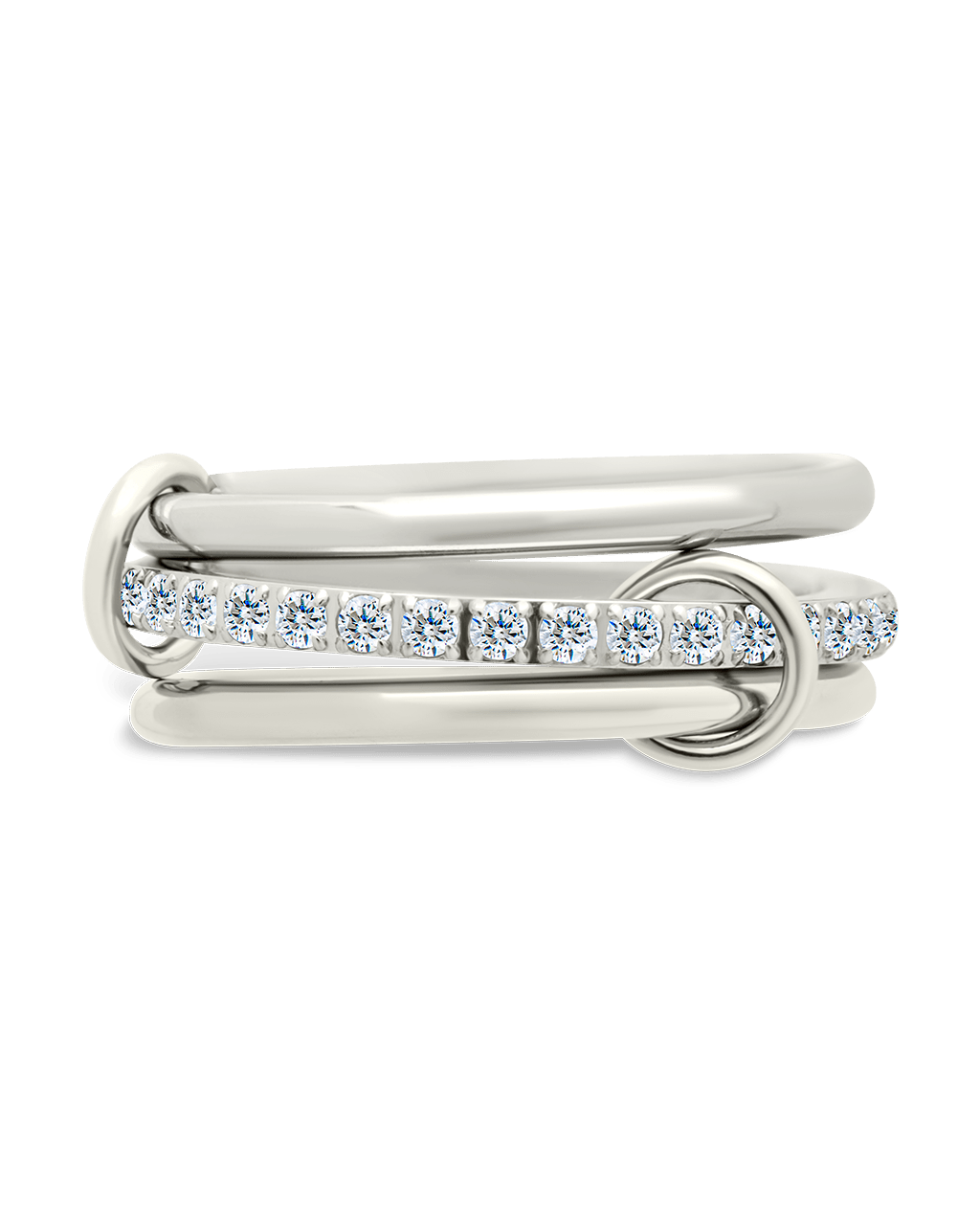 Sterling Silver Dominika CZ Link Stacking Ring