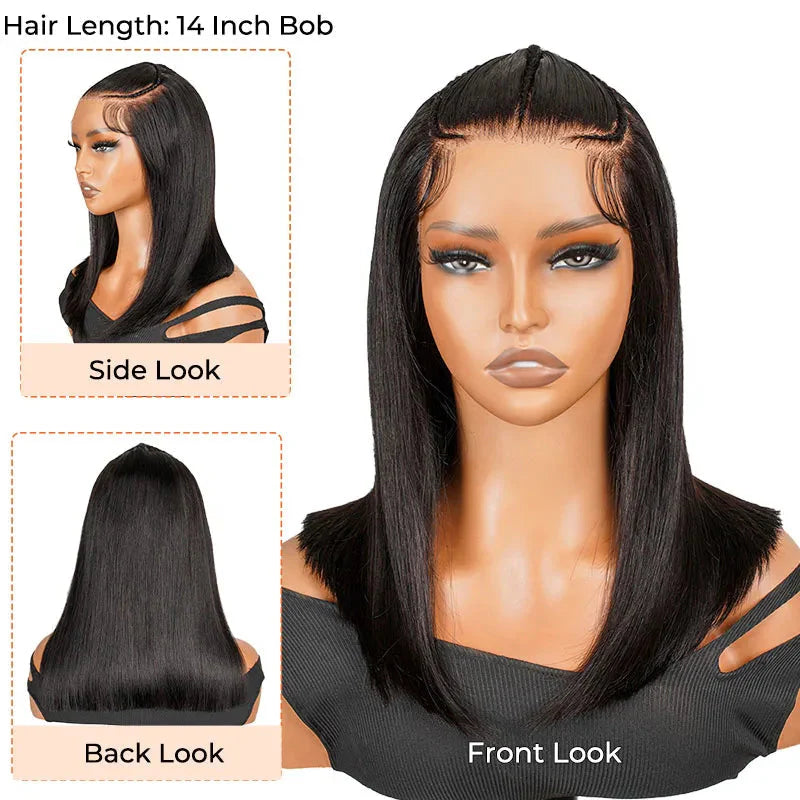 Pre-Braided Half Up Half Down & Ponytail Wig | 13x4 Lace Frontal | Pre-Plucked & Pre-Cut | Ready-to-Go Synthetic Braided Wig