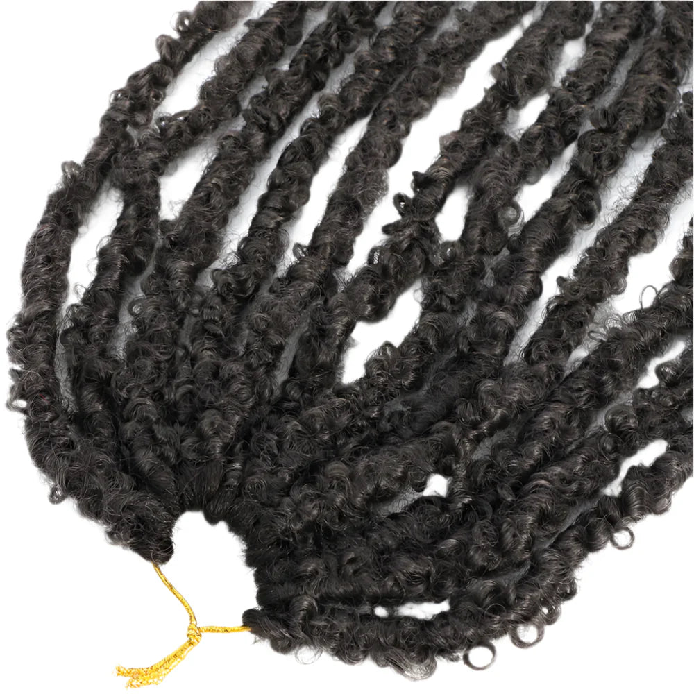 Butterfly Faux Locs Crochet Hair | 12/14" Distressed Goddess Locs | Pre-Looped | 12 Strands/Pack