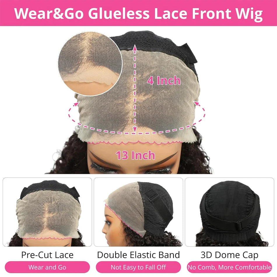 13x4 Glueless Kinky Straight Bob Wig | Ready-to-Wear | Brazilian Remy Human Hair