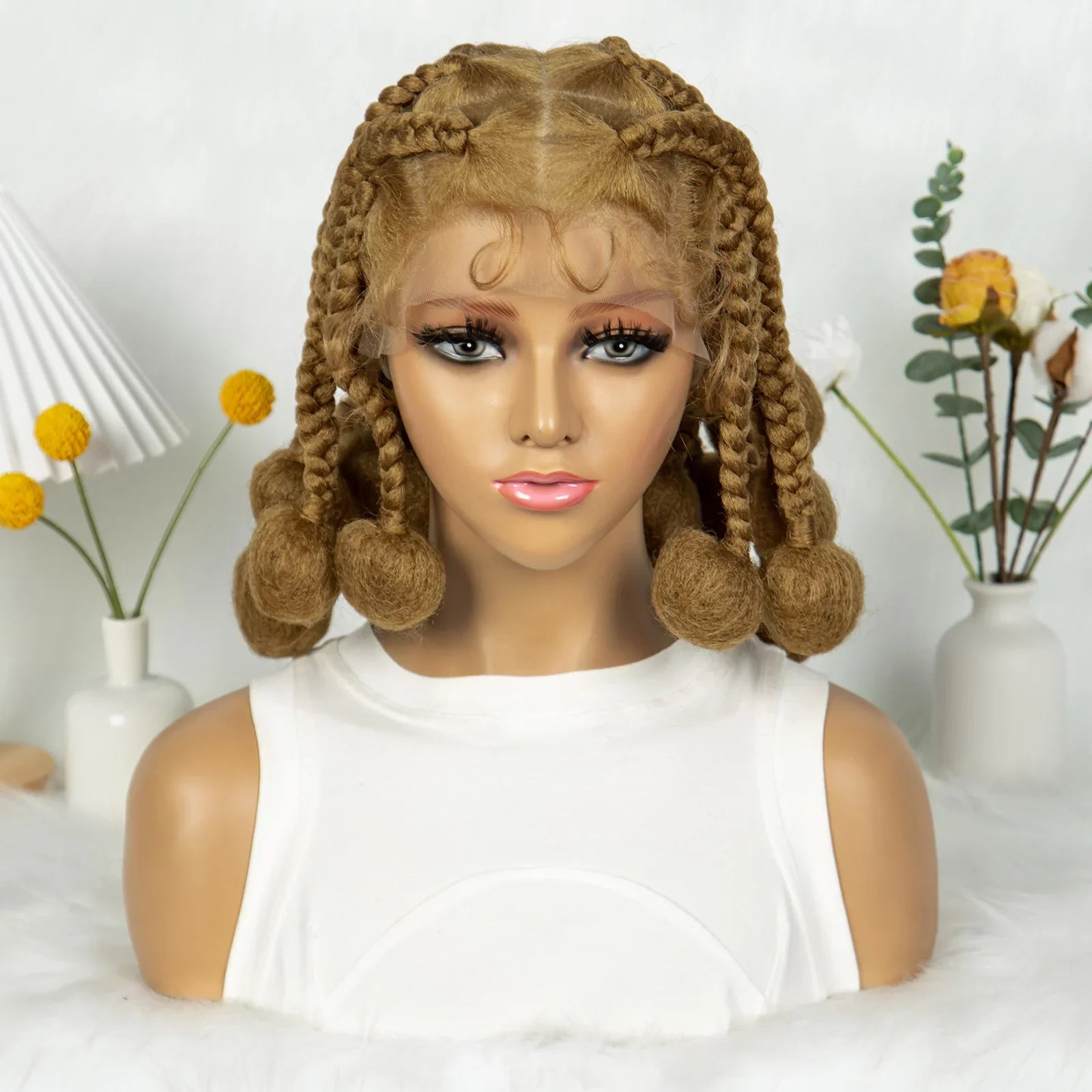 KIMA Burgundy Jumbo Box Braids Full Lace Wig | 350 Colored Bubble Braids with Baby Hair
