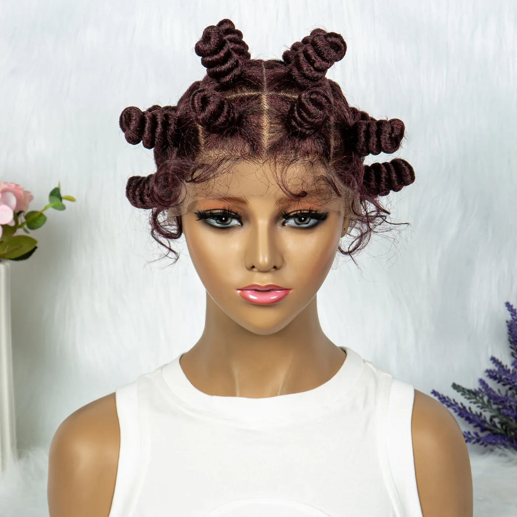 KIMA Bantu Knot Knotless Box Braids Wig | 350# Blonde Braided Bun Full Lace Wig for Black Women