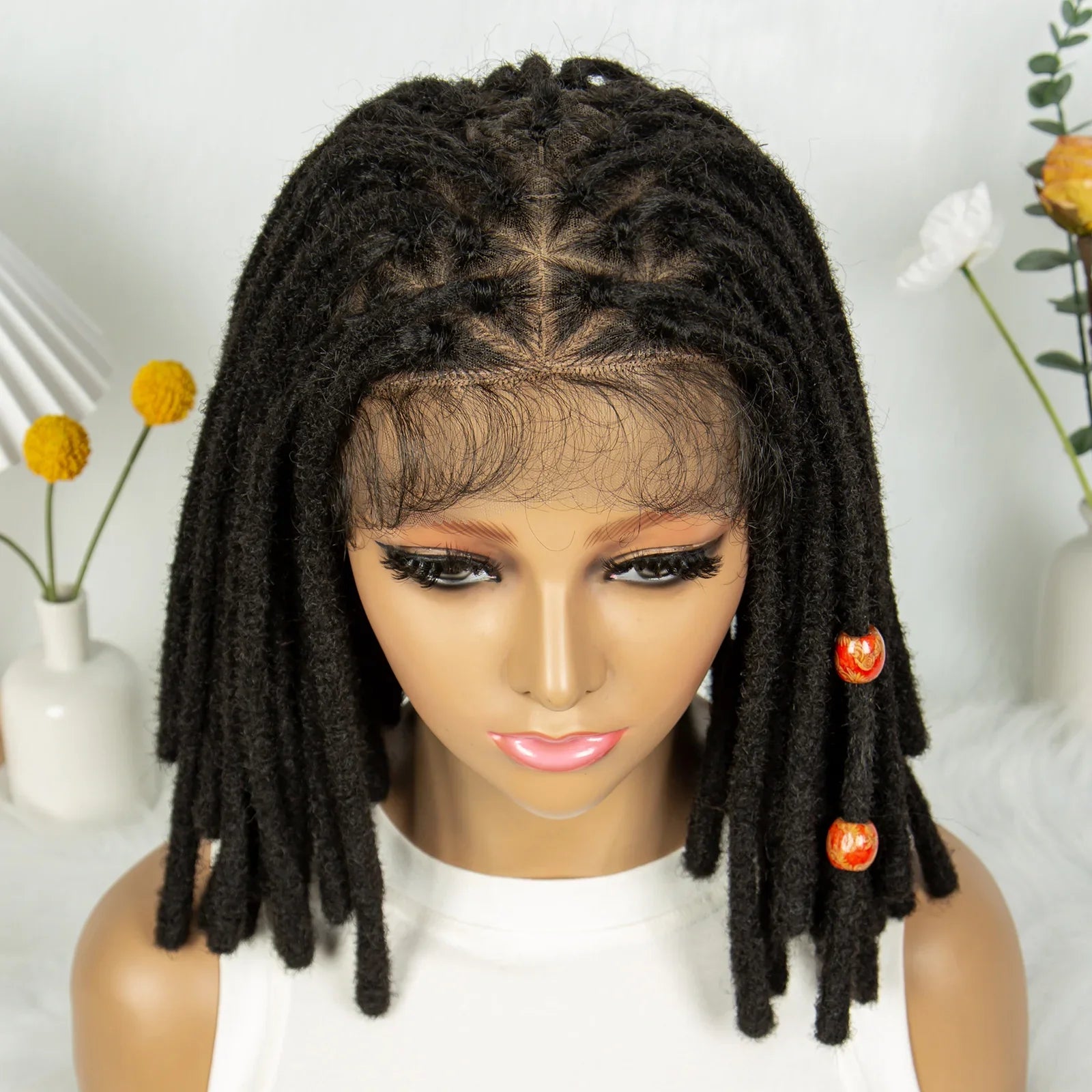 Short Locs Cornrow Braids Wig | Full Lace | Baby Hair | African Inspired