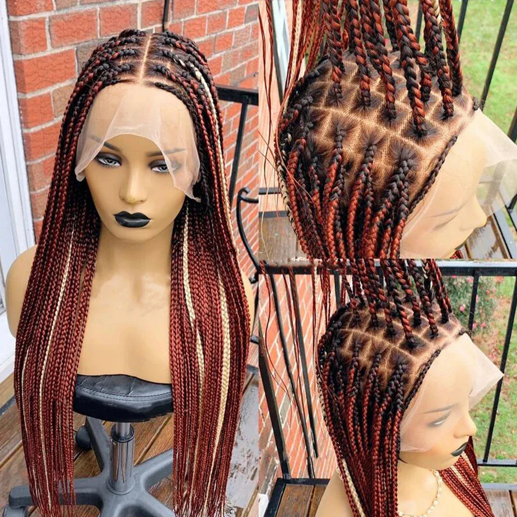 Ready-to-Ship 28" Center Part Box Braids Wig | 13x4 Lace Front | Middle Part | Kanekalon
