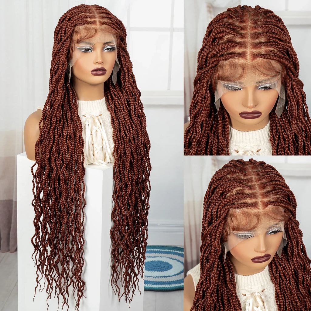 36" Long 613 Blonde Knotless Box Braids Wig | Full Lace Frontal Twist