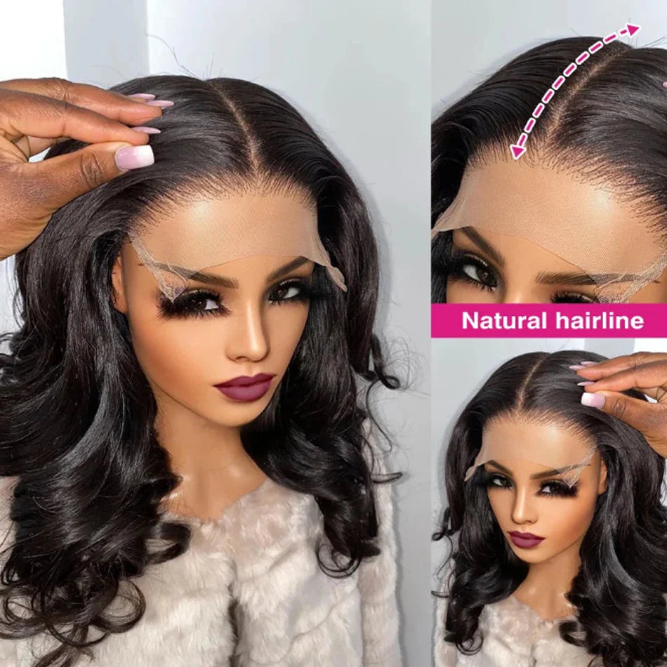Glueless Body Wave Short Bob Wig | 13x4 Transparent Lace Front Brazilian Human Hair (Pre-Plucked, Ready-to-Wear)