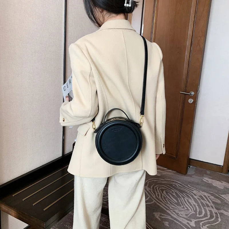 Round Crossbody Bags for Women | High Quality PU Leather Designer Shoulder Bag & Female Clutch Purse (Solid, Soft)