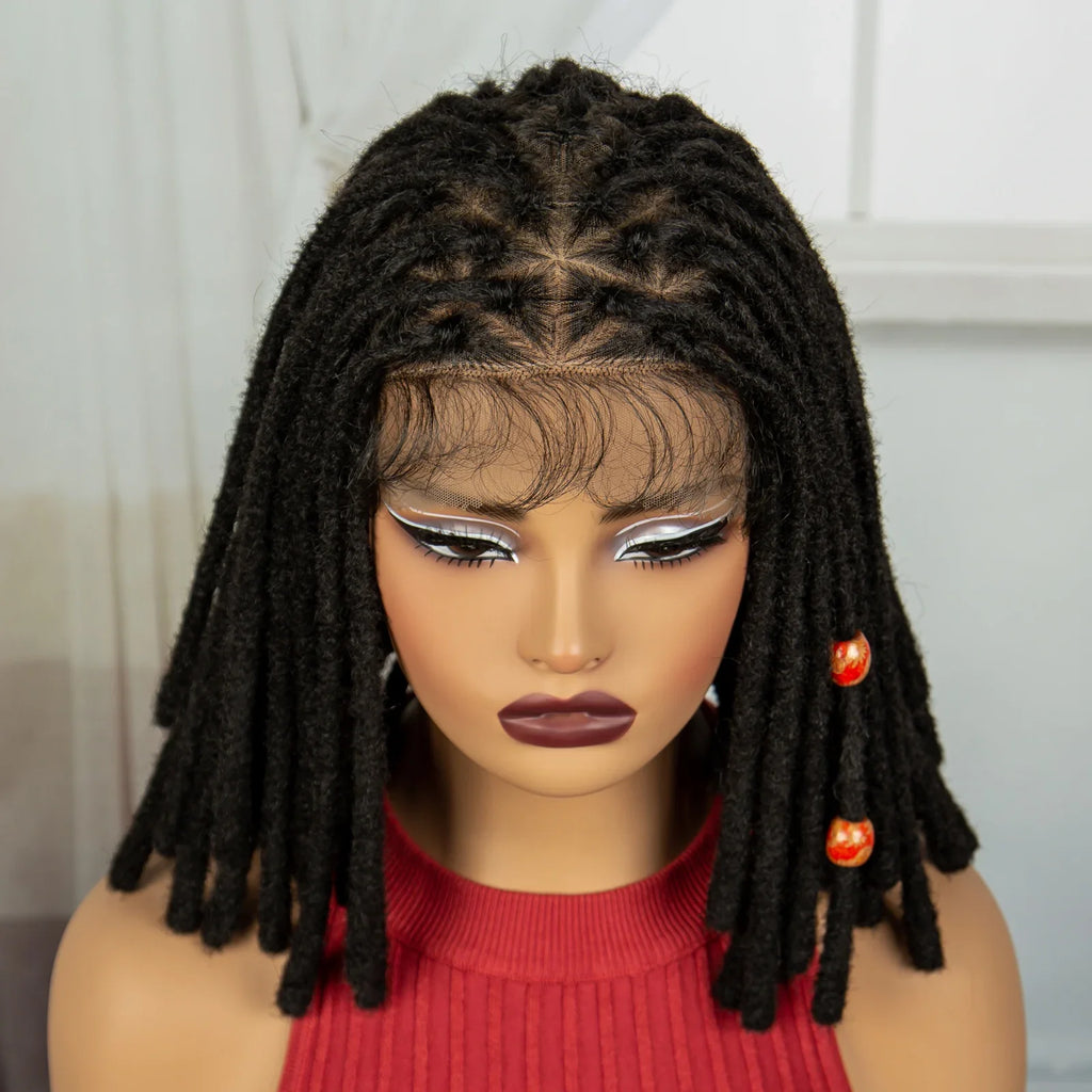 Orange Knotless Faux Locs Braided Wig | Full Lace | Baby Hair
