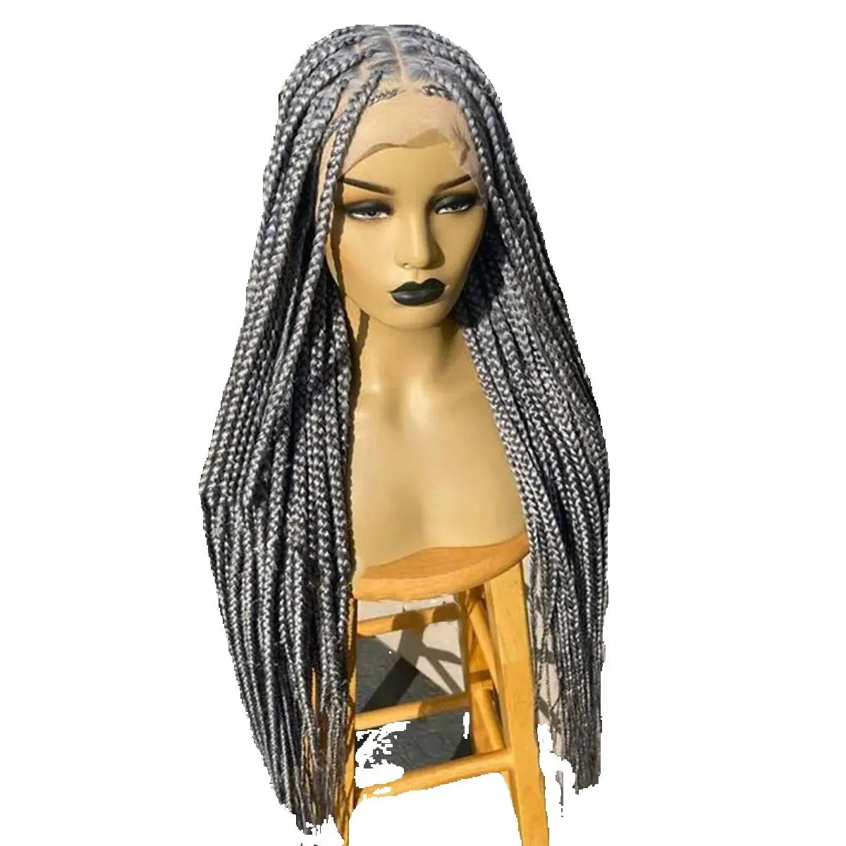 Ready-to-Ship 28" Center Part Box Braids Wig | 13x4 Lace Front | Middle Part | Kanekalon