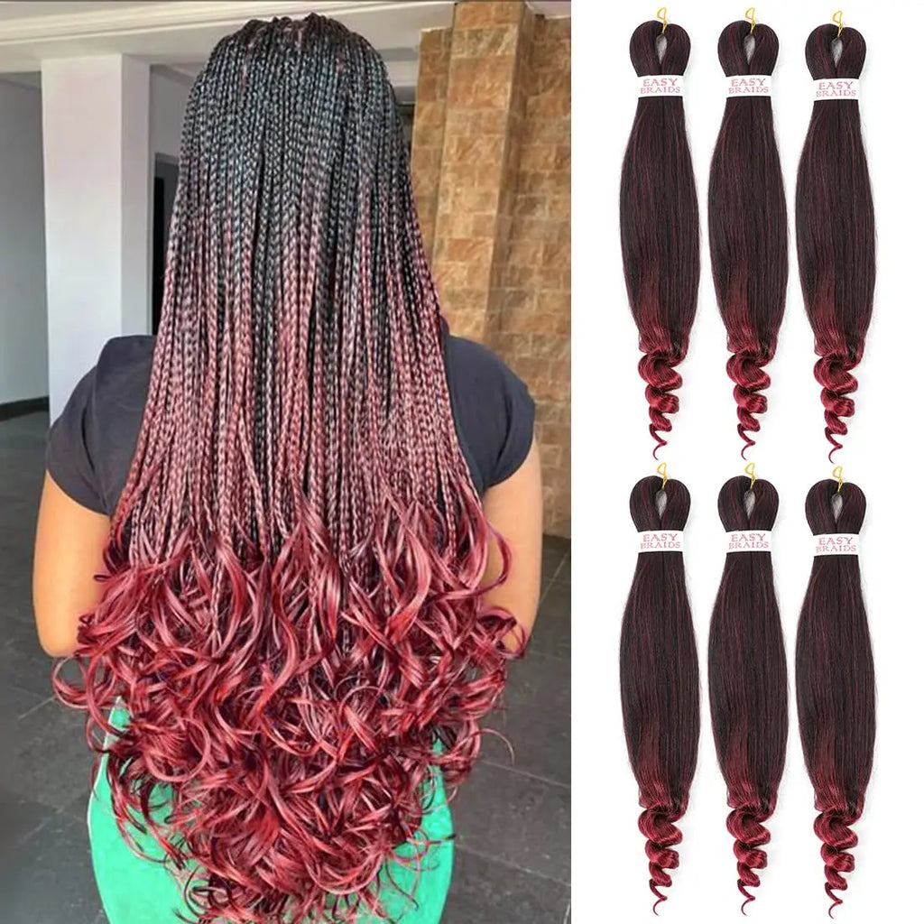Pre-Stretched French Curly Braiding Hair - Natural Black Crochet Braids (Hot Water Setting)