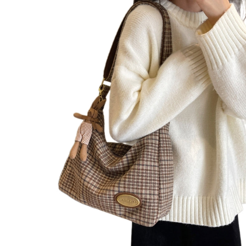 Trendy Plaid Crossbody Bag | Elegant & Practical Vintage Shoulder Handbag for Women (Soft Polyester for Everyday Use)