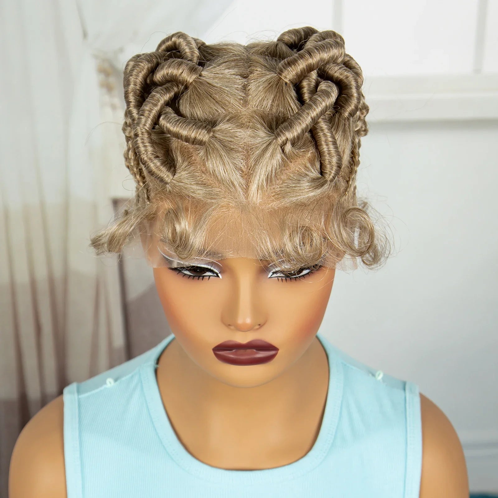 Ginger Orange Bantu Knotless Braids Wig | Full Lace | Baby Hair