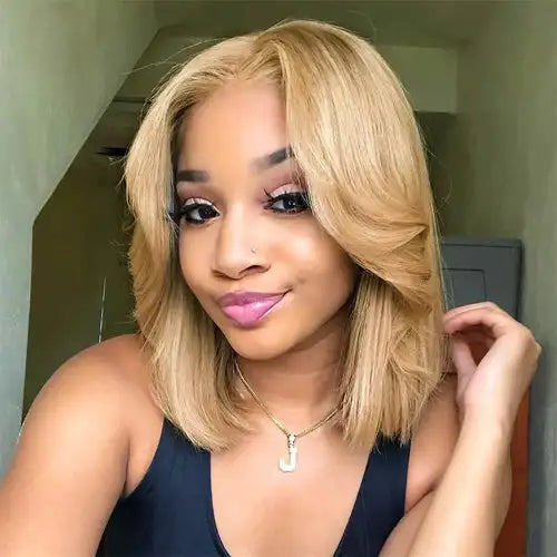 Honey Blonde Wavy Lace Front Wig with Shadow Roots | HD Lace Human Hair Wig | Multi-Parting