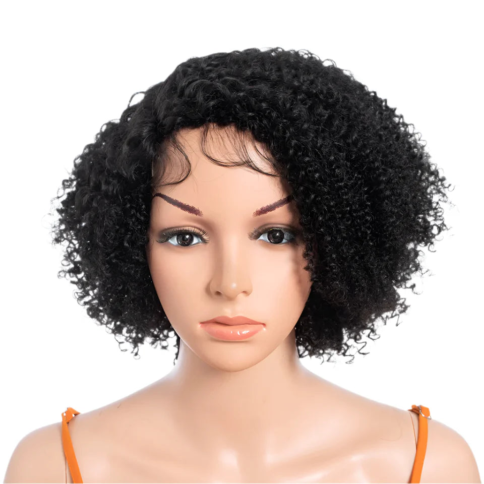 Ombre Honey 4/27 Afro Kinky Curly Bob Wig | Short Human Hair Lace Wig with Baby Hair
