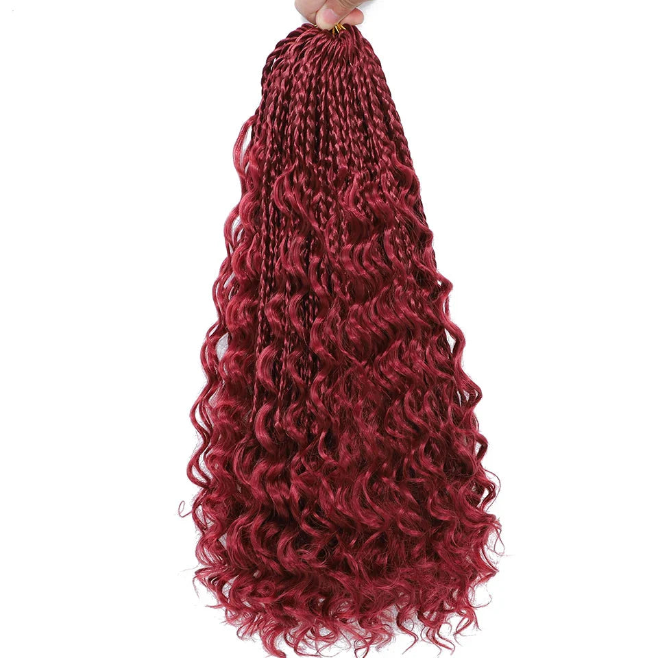Ombre Goddess Box Braids Crochet Hair with Curly Ends | 14 Inch | 1-6 Packs
