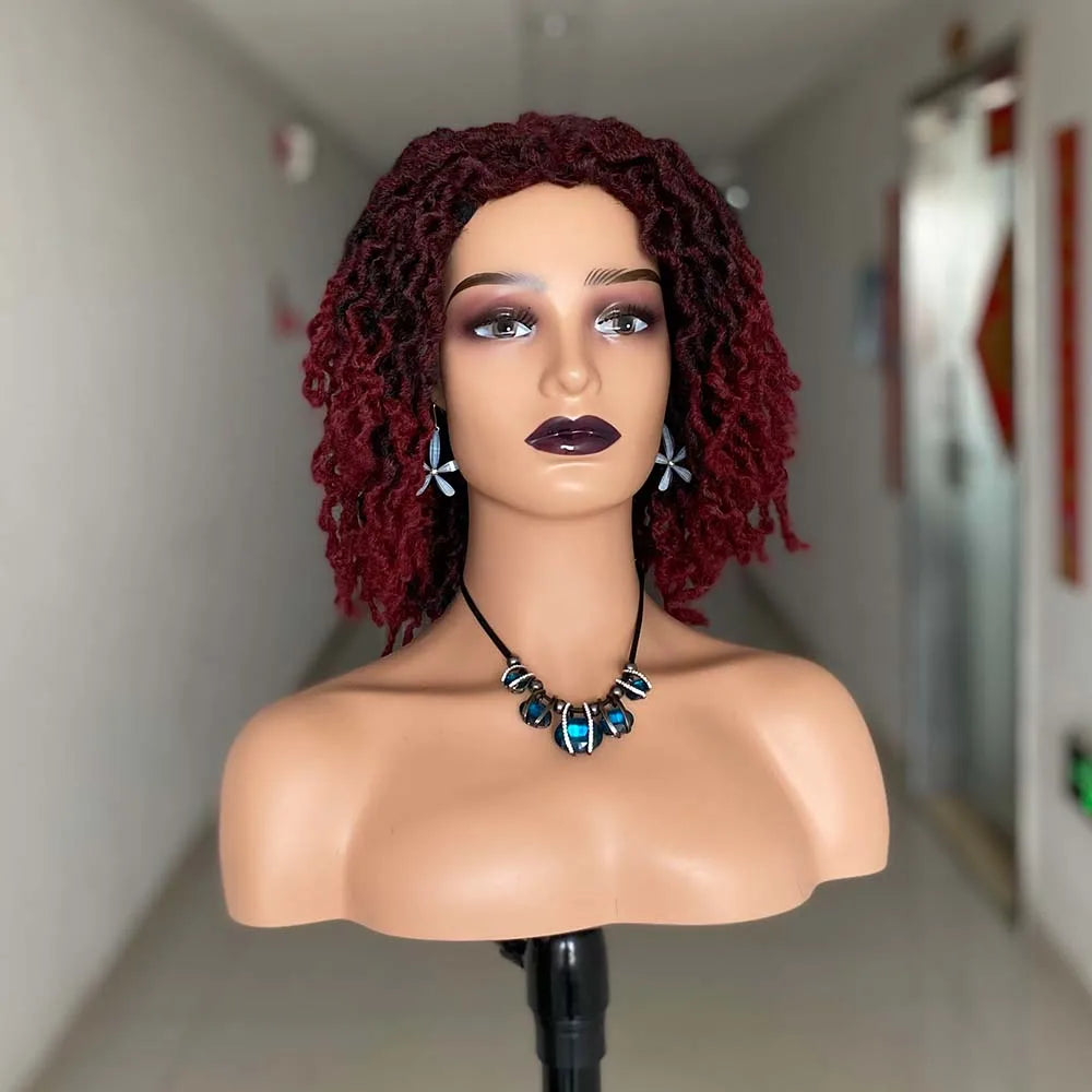 Short Braided Wig | Faux Locs Wig | Goddess Locs Wig | Afro Braids | Synthetic Dreadlock Wig