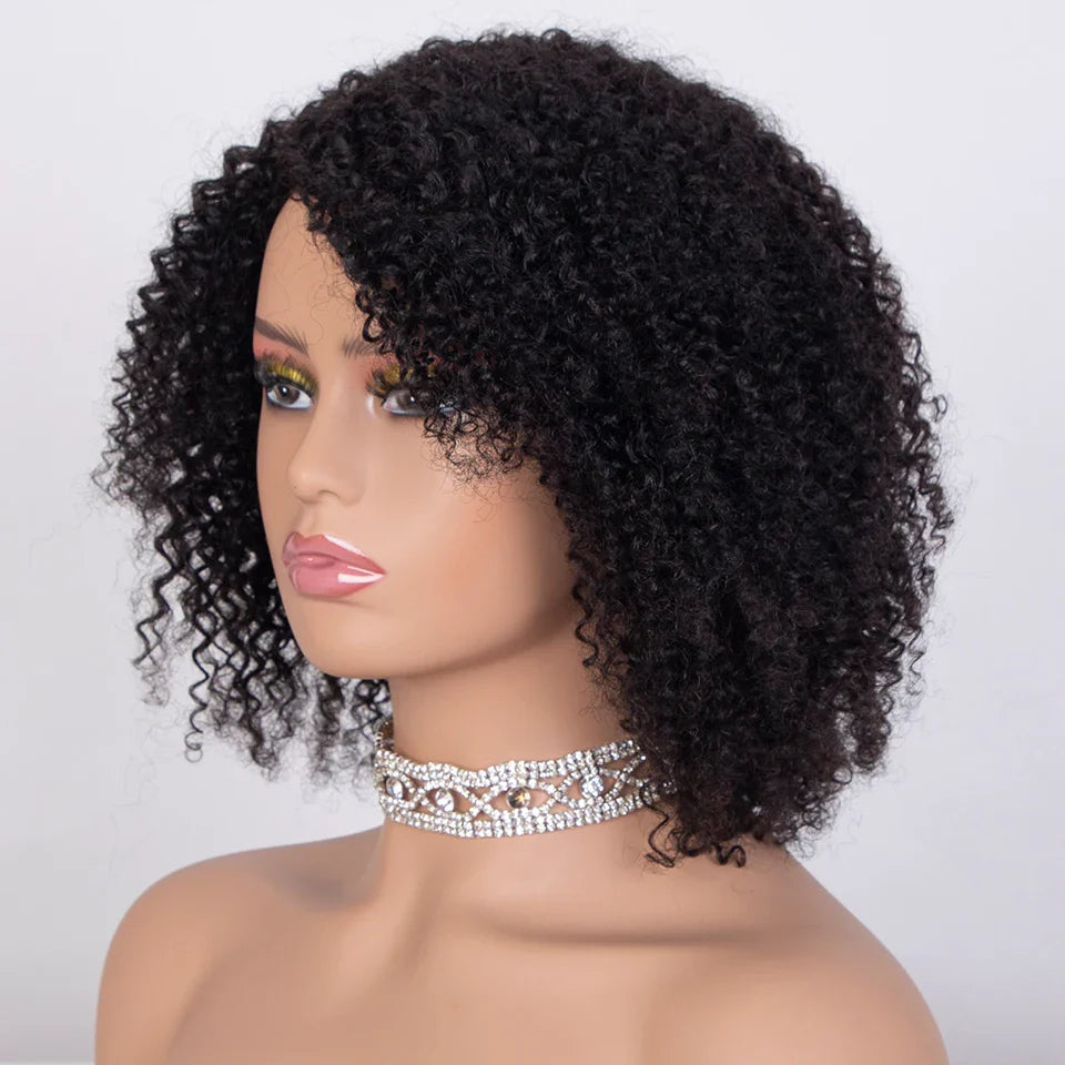 Ombre Highlight Afro Kinky Curly Human Hair Bob Wig | Full Machine Made Brazilian Remy