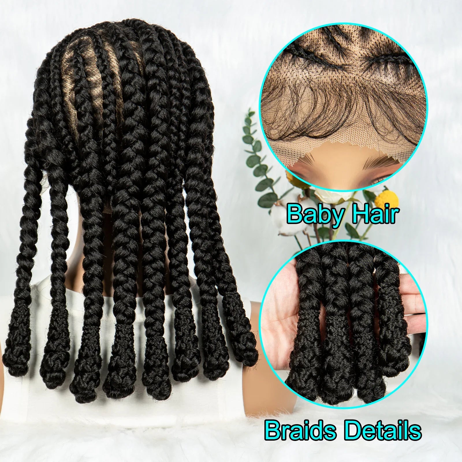Cornrow & Bantu Knots Braided Wig | Stitch Braids | Full Lace | Synthetic Hair | Kima Wigs