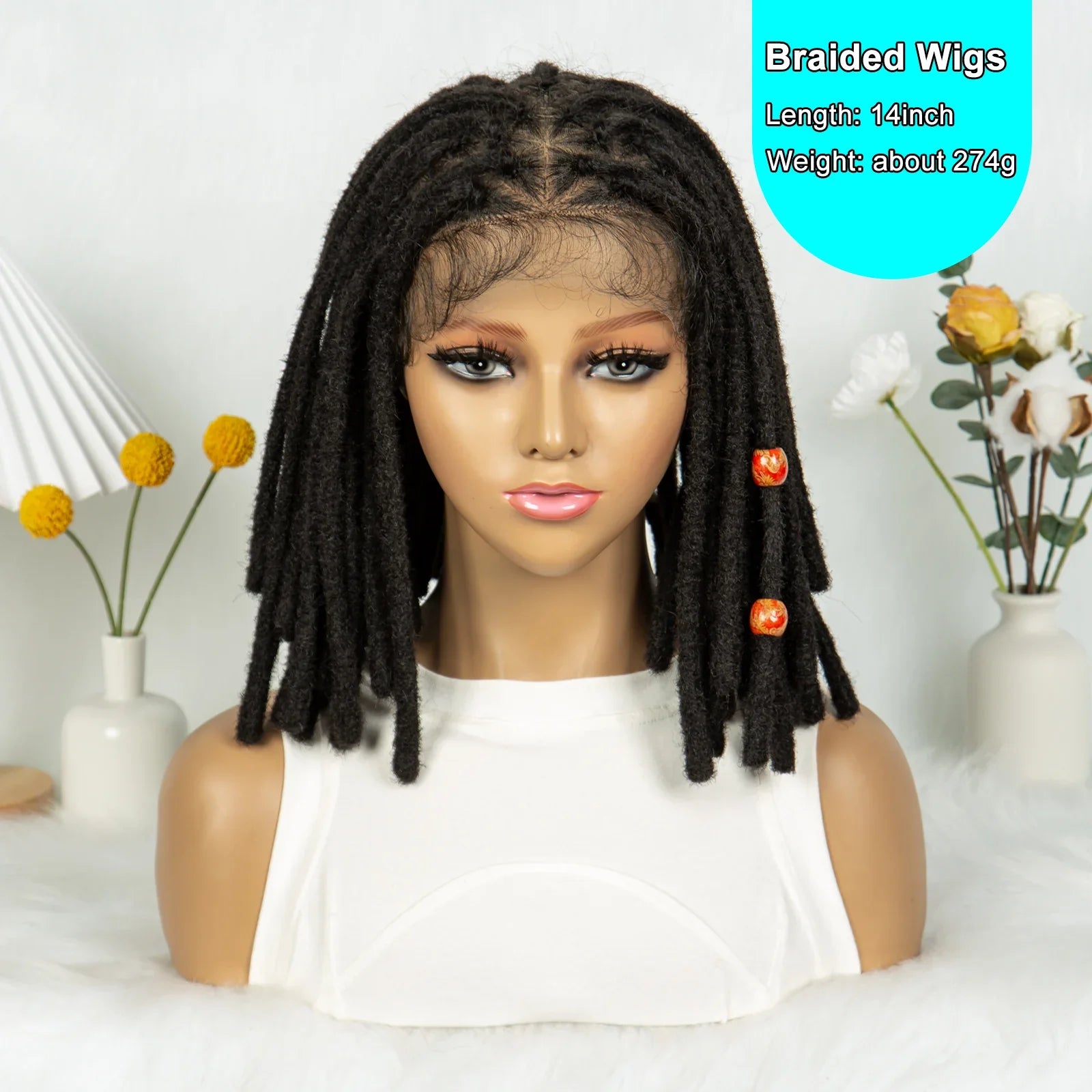 Short Locs Cornrow Braids Wig | Full Lace | Baby Hair | African Inspired