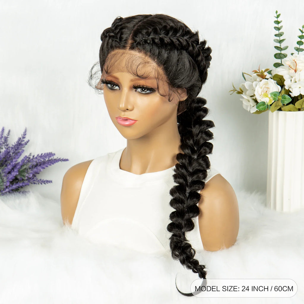 KIMA Dutch Braids Wig | 13x4 Lace Front | Kinky Curly Edges | Baby Hair