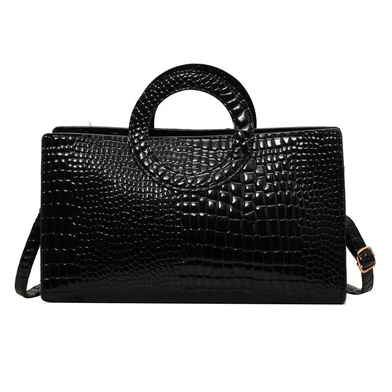 Luxury Crocodile Pattern Women's Handbag | Fashion Shoulder & Crossbody Bag (Famous Brand Designer PU Leather, Large Capacity)