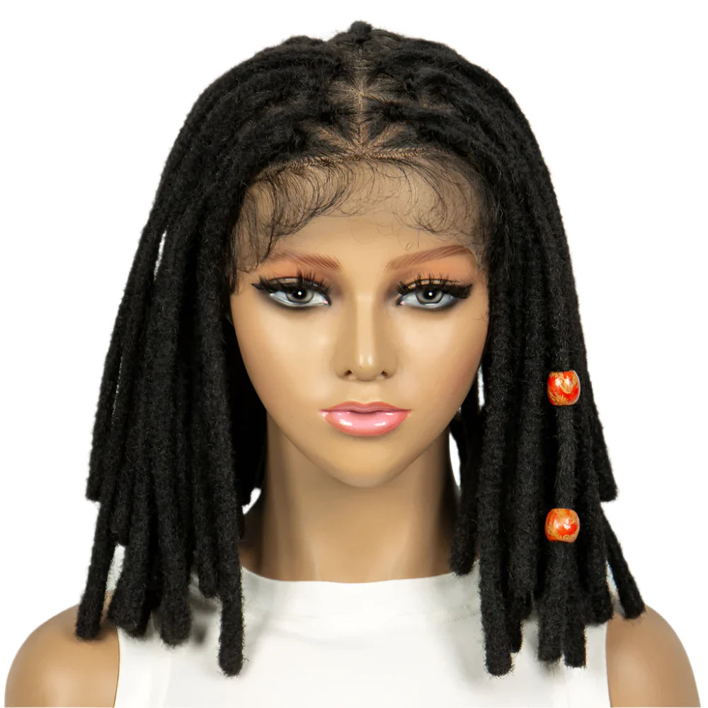 Short Locs Cornrow Braids Wig | Full Lace | Baby Hair | African Inspired