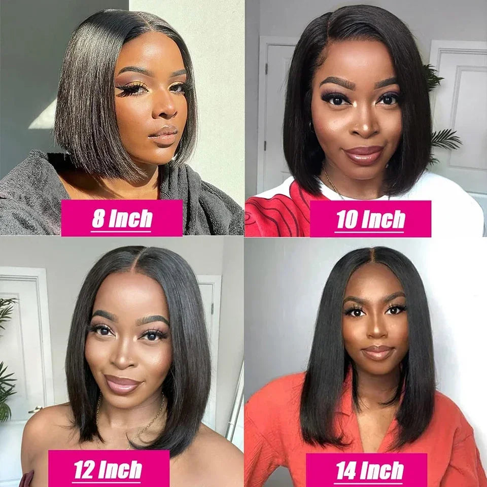 Natural Black Straight Short Bob Wig | 13x6x1 T-Part Lace Front Human Hair (180% Density, Wear & Go)