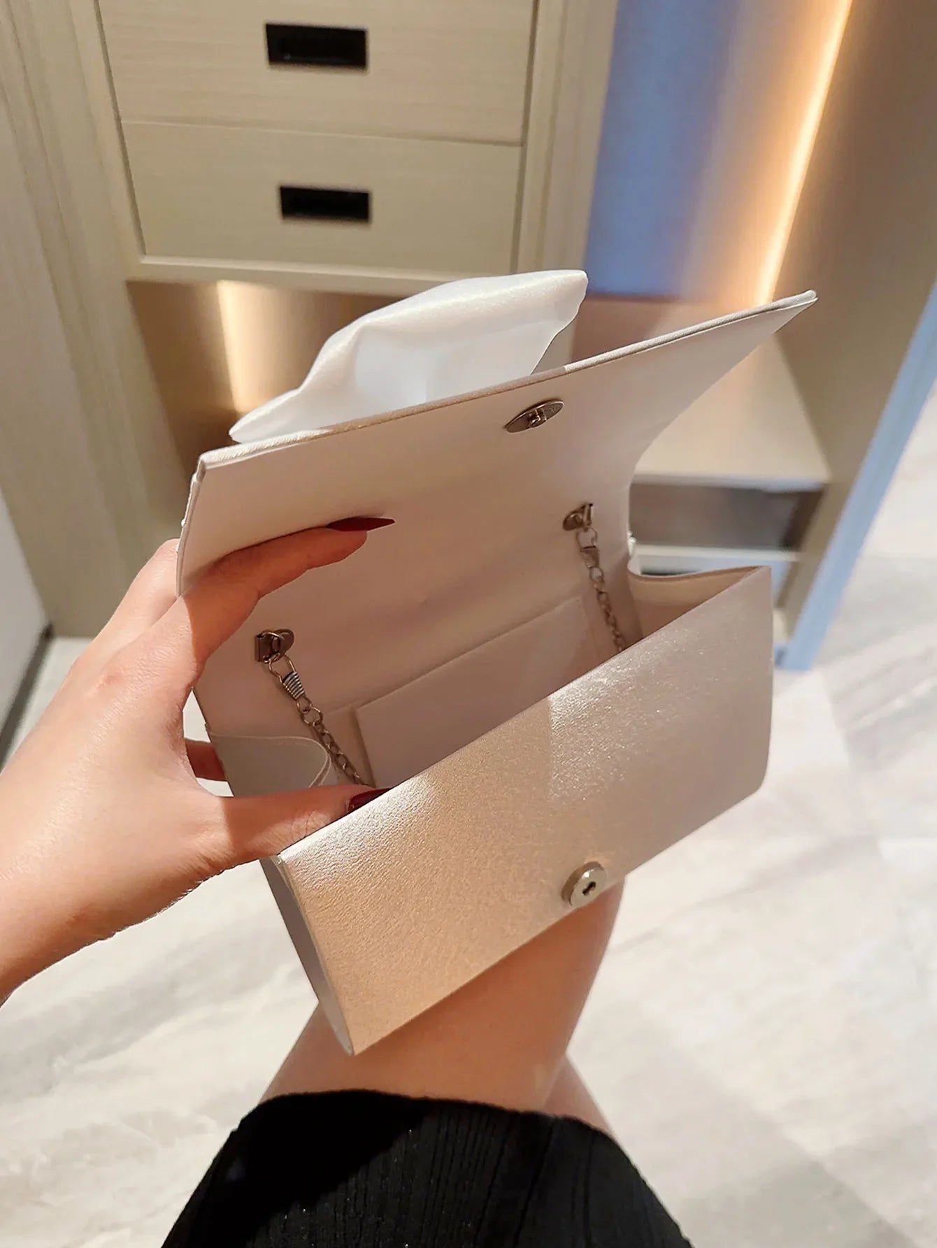Lady Exquisite Flower Evening Bag | White Wedding Bag & Faux Pearl Handheld Banquet Bag (Party, Prom, Dress Bag)