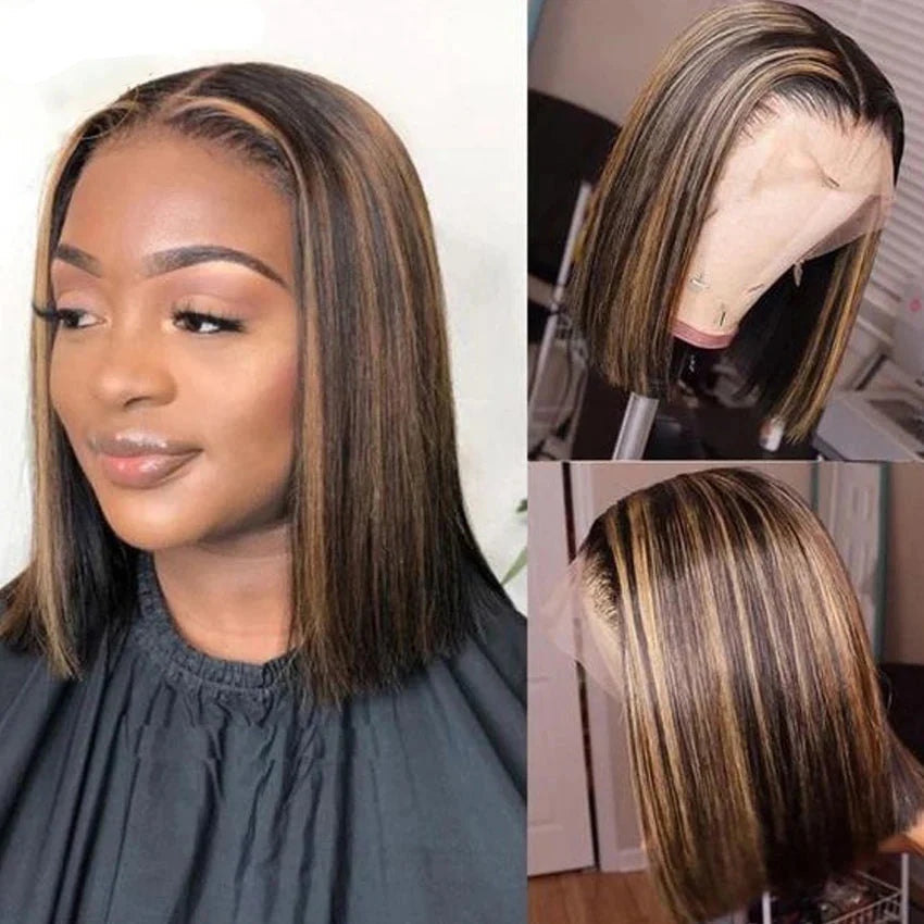 Highlight Ombre Bob Wig | 13x4 Lace Front Human Hair with Baby Hair