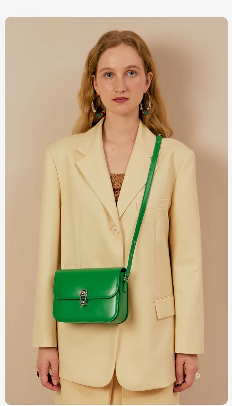 Women's Bag Luxury Brand | New Fashion Shoulder & Crossbody Square Bags (Designer Split Leather Tote Handbag with Lock)
