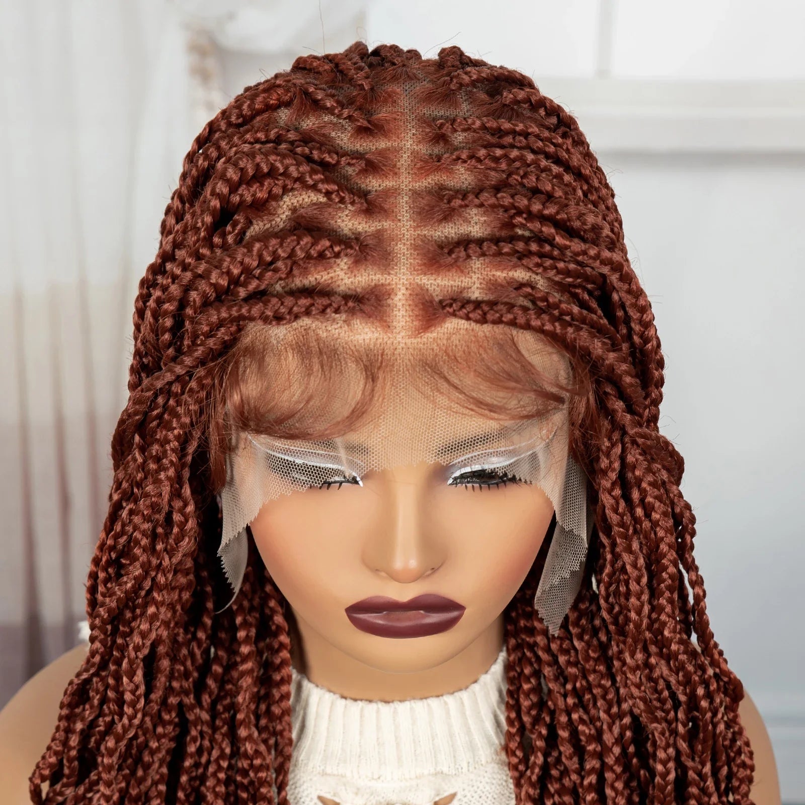 36" Long 613 Blonde Knotless Box Braids Wig | Full Lace Frontal Twist