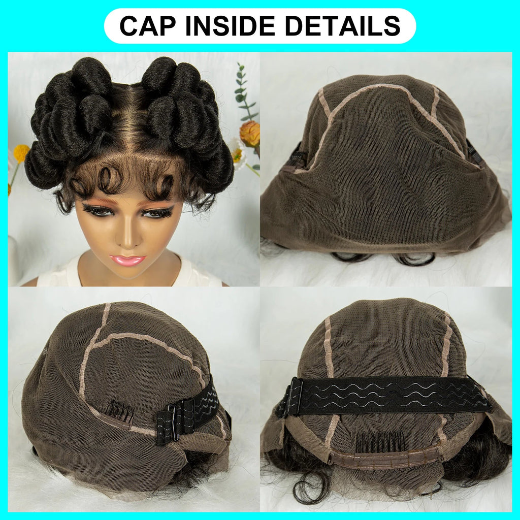 Handmade Bantu Knotless Box Braids Full Lace Wig | African Braiding Hair | Synthetic Wig
