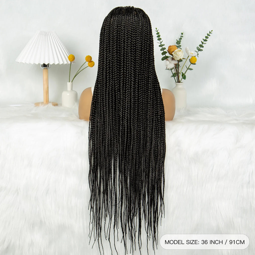 KIMA 36" Knotless Triangle Box Braids Wig | Transparent Full Lace