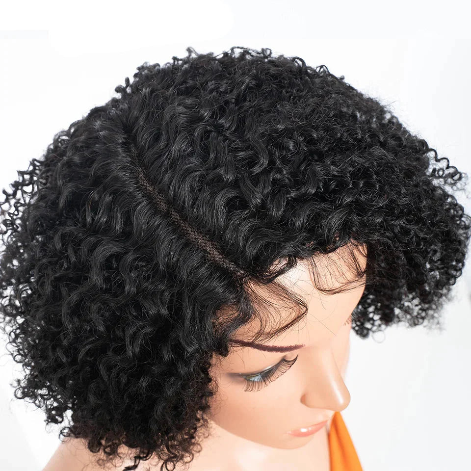 Ombre Honey 4/27 Afro Kinky Curly Bob Wig | Short Human Hair Lace Wig with Baby Hair