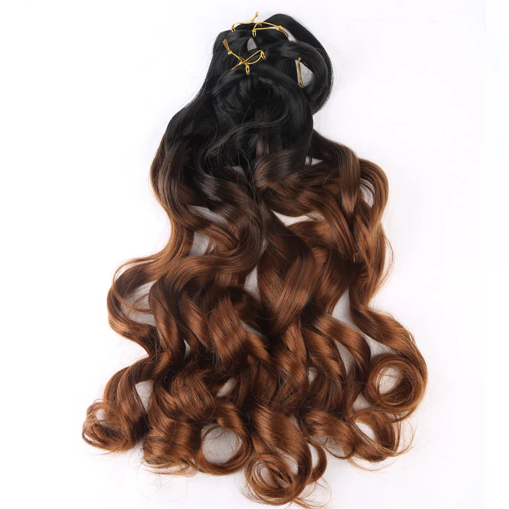 French Curly Crochet Braiding Hair - Ombre Spiral Curls - Pre-Stretched Synthetic Hair Extensions