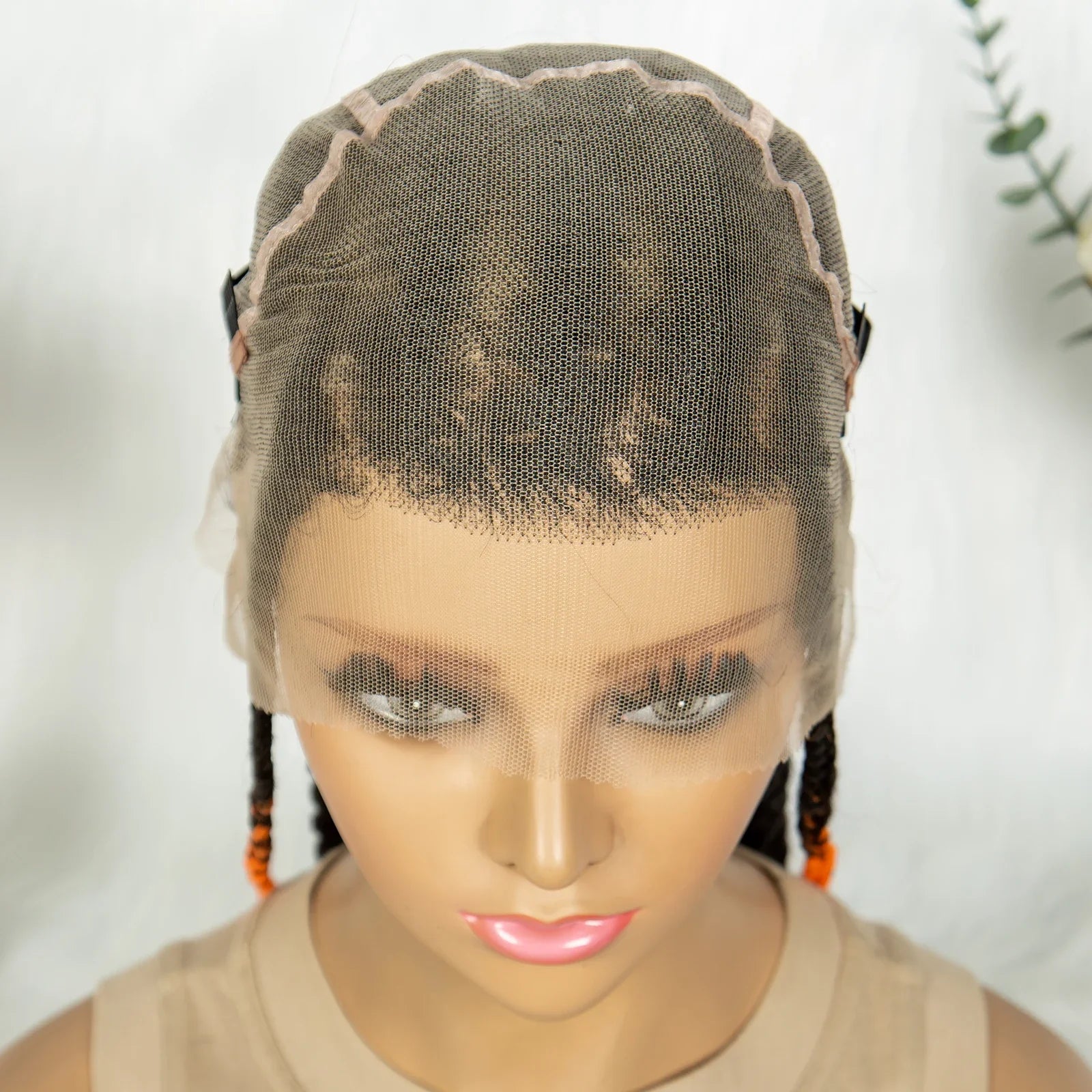 Knotless Box Braids Full Lace Wig | Cornrow Accents | Baby Hair | Synthetic Braided Wig