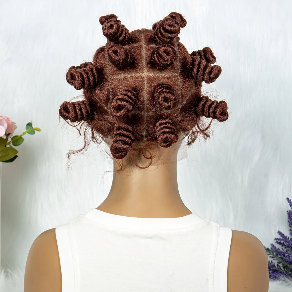 KIMA Bantu Knot Knotless Box Braids Wig | 350# Blonde Braided Bun Full Lace Wig for Black Women