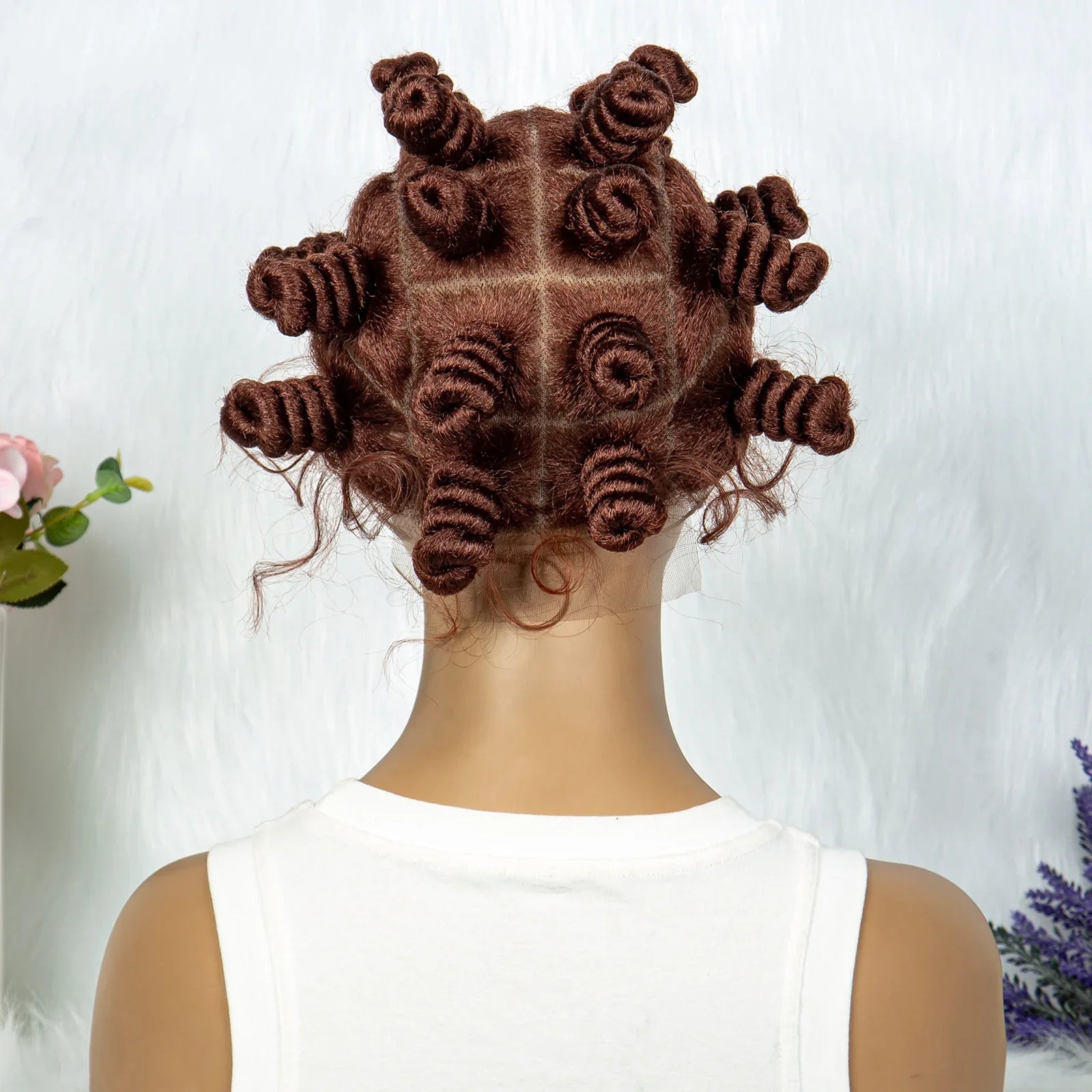 KIMA Bantu Knot Knotless Box Braids Wig | 350# Blonde Braided Bun Full Lace Wig for Black Women