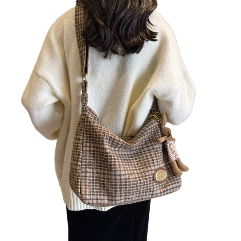 Trendy Plaid Crossbody Bag | Elegant & Practical Vintage Shoulder Handbag for Women (Soft Polyester for Everyday Use)