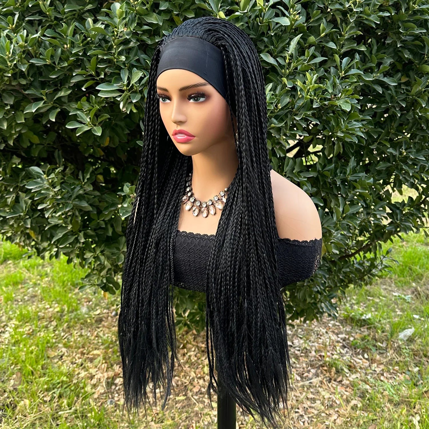 Headband Box Braids Wig | Ombre Brown | Long Braided Dreadlock Wig | Synthetic Hair | Cosplay & Daily Use